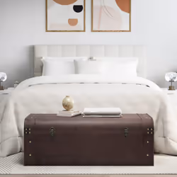 vidaXL Treasure Chest with Latches Storage Box Treasure Box Dark Brown Plywood - 110 x 50 x 39.5 cm