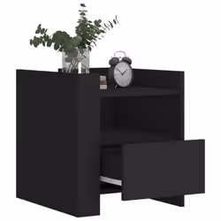 vidaXL Bedside Cabinet Nightstand Bed Side Table Sonoma Oak Engineered Wood - black
