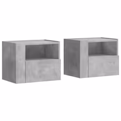 vidaXL Wall-mounted Bedside Cabinets Floating Cabinet Hanging Bed Cabinet - concrete grey, 2 pcs