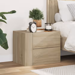 vidaXL Wall-mounted Bedside Cabinet Floating Bed Table Side Cabinet Smoked Oak - sonoma oak, 1 pcs - Additional view 2