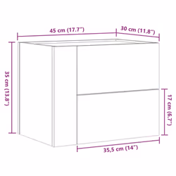 vidaXL Wall-mounted Bedside Cabinet Floating Bed Table Side Cabinet Smoked Oak - sonoma oak, 1 pcs - Additional view 3