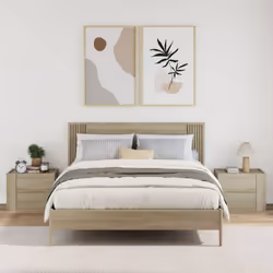 vidaXL Wall-mounted Bedside Cabinet Floating Bed Table Side Cabinet Smoked Oak - sonoma oak, 2 pcs - Additional view 2