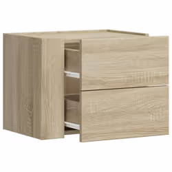 vidaXL Wall-mounted Bedside Cabinet Floating Bed Table Side Cabinet Smoked Oak - sonoma oak, 2 pcs - Additional view 7