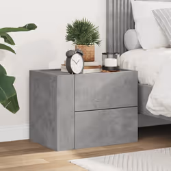 vidaXL Wall-mounted Bedside Cabinet Floating Bed Table Side Cabinet Smoked Oak - concrete grey, 1 pcs - Additional view 2