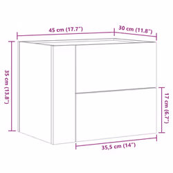 vidaXL Wall-mounted Bedside Cabinet Floating Bed Table Side Cabinet Smoked Oak - concrete grey, 2 pcs - Additional view 3