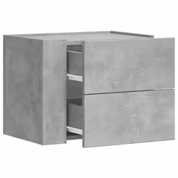 vidaXL Wall-mounted Bedside Cabinet Floating Bed Table Side Cabinet Smoked Oak - concrete grey, 2 pcs - Additional view 8