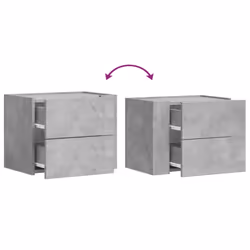 vidaXL Wall-mounted Bedside Cabinet Floating Bed Table Side Cabinet Smoked Oak - concrete grey, 2 pcs - Additional view 9