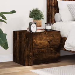 vidaXL Wall-mounted Bedside Cabinet Floating Bed Table Side Cabinet Smoked Oak - smoked oak, 1 pcs - Additional view 2