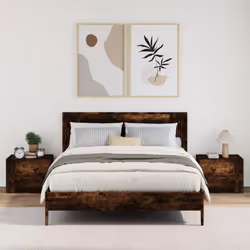 vidaXL Wall-mounted Bedside Cabinet Floating Bed Table Side Cabinet Smoked Oak - smoked oak, 2 pcs - Additional view 2
