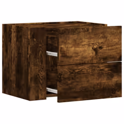 vidaXL Wall-mounted Bedside Cabinet Floating Bed Table Side Cabinet Smoked Oak - smoked oak, 2 pcs - Additional view 7