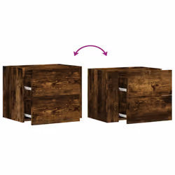 vidaXL Wall-mounted Bedside Cabinet Floating Bed Table Side Cabinet Smoked Oak - smoked oak, 2 pcs - Additional view 8