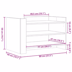 vidaXL Coffee Table Hallway Tea End Table Accent Side Table Engineered Wood - white, 80 x 50 x 50 cm - Additional view 3