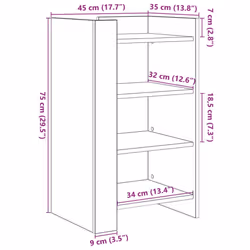 vidaXL Sideboard Home Storage Cupboard Cabinet Highboard White Engineered Wood - grey sonoma, 45 x 35 x 75 cm - Additional view 9