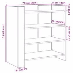 vidaXL Sideboard Home Storage Cupboard Cabinet Highboard White Engineered Wood - grey sonoma, 73.5 x 35 x 75 cm - Additional view 3