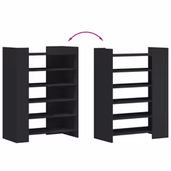 vidaXL Shoe Cabinet Shoe Storage Cupboard Shoe Rack Black Engineered Wood - Additional view 6