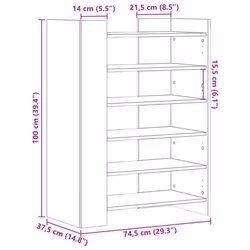vidaXL Shoe Cabinet Shoe Storage Cupboard Shoe Rack Black Engineered Wood - Additional view 9
