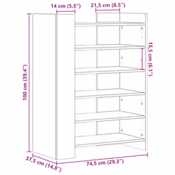 vidaXL Shoe Cabinet Shoe Storage Cupboard Shoe Rack Smoked Oak Engineered Wood - Additional view 9