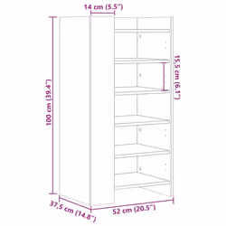 vidaXL Shoe Cabinet Shoe Storage Cupboard Shoe Rack Smoked Oak Engineered Wood - Additional view 9