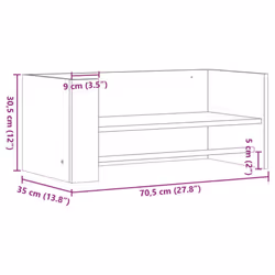 vidaXL Wall Shelf Floating Shelf Hanging Wall Storage Shelf Engineered Wood - smoked oak, 70.5 x 35 x 30.5 cm - Additional view 8