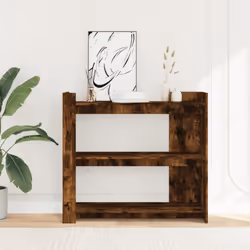 vidaXL Console Table Tea End Table Accent Side Table White Engineered Wood - smoked oak - Additional view 2