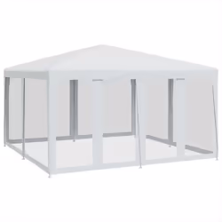 vidaXL Party Tent with 8 Mesh Sidewalls Party Gazebo Canopy Marquee White HDPE