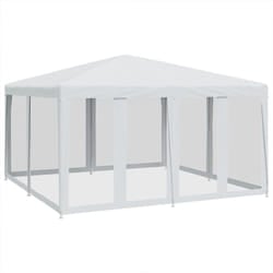 vidaXL Party Tent with 8 Mesh Sidewalls Party Gazebo Canopy Marquee White HDPE
