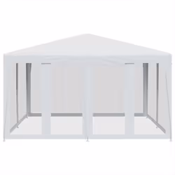 vidaXL Party Tent with 8 Mesh Sidewalls Party Gazebo Canopy Marquee White HDPE