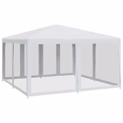 vidaXL Party Tent with 8 Mesh Sidewalls Party Gazebo Canopy Marquee White HDPE - Additional view 4