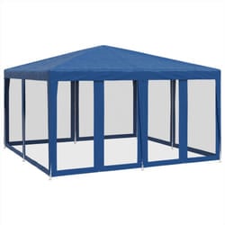 vidaXL Party Tent with 8 Mesh Sidewalls Party Gazebo Canopy Marquee Blue HDPE