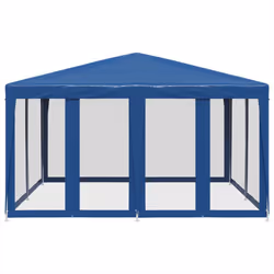 vidaXL Party Tent with 8 Mesh Sidewalls Party Gazebo Canopy Marquee Blue HDPE