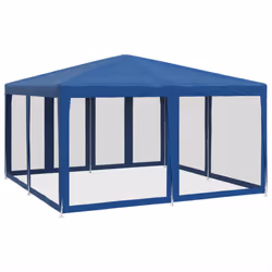 vidaXL Party Tent with 8 Mesh Sidewalls Party Gazebo Canopy Marquee Blue HDPE - Additional view 4
