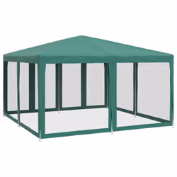 vidaXL Party Tent with 8 Mesh Sidewalls Party Gazebo Canopy Marquee Green HDPE