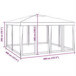 vidaXL Party Tent with 8 Mesh Sidewalls Party Gazebo Canopy Marquee Green HDPE - Additional view 7