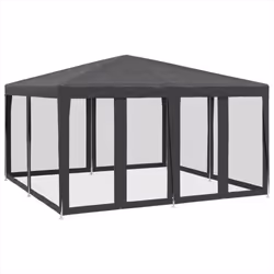 vidaXL Party Tent with 8 Mesh Sidewalls Party Gazebo Canopy Anthracite HDPE