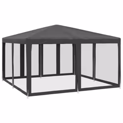 vidaXL Party Tent with 8 Mesh Sidewalls Party Gazebo Canopy Anthracite HDPE - Additional view 4