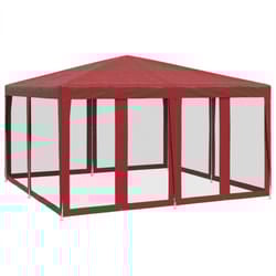 vidaXL Party Tent with 8 Mesh Sidewalls Party Gazebo Canopy Marquee Red HDPE