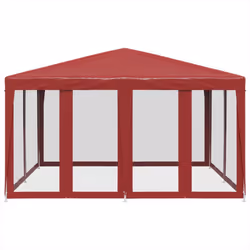 vidaXL Party Tent with 8 Mesh Sidewalls Party Gazebo Canopy Marquee Red HDPE
