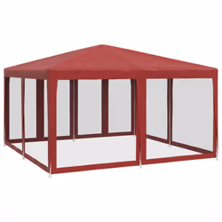 vidaXL Party Tent with 8 Mesh Sidewalls Party Gazebo Canopy Marquee Red HDPE - Additional view 4