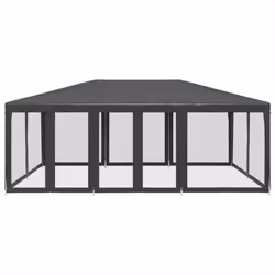vidaXL Party Tent with 10 Mesh Sidewalls Party Gazebo Canopy Anthracite HDPE - Additional view 2