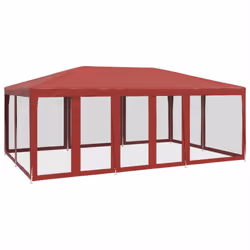 vidaXL Party Tent with 10 Mesh Sidewalls Party Gazebo Canopy Marquee Red HDPE