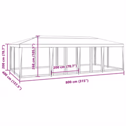 vidaXL Party Tent with 12 Mesh Sidewalls Party Gazebo Canopy Marquee Blue HDPE