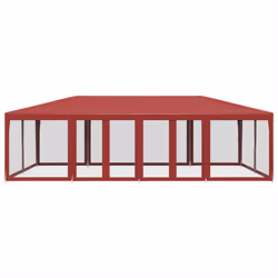 vidaXL Party Tent with 12 Mesh Sidewalls Party Gazebo Canopy Marquee Red HDPE
