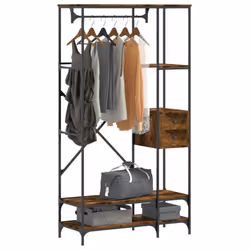 vidaXL Clothes Rack with Shelves Coat Rack Stand Smoked Oak Engineered Wood