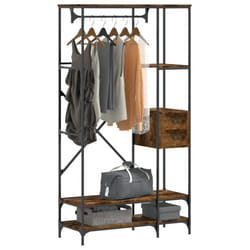 vidaXL Clothes Rack with Shelves Coat Rack Stand Smoked Oak Engineered Wood