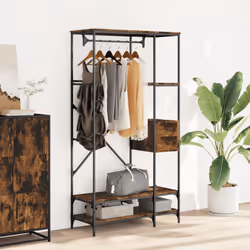 vidaXL Clothes Rack with Shelves Coat Rack Stand Smoked Oak Engineered Wood