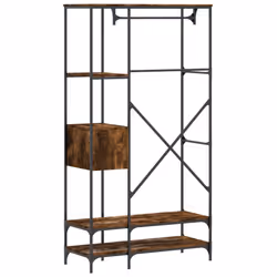 vidaXL Clothes Rack with Shelves Coat Rack Stand Smoked Oak Engineered Wood - Additional view 5