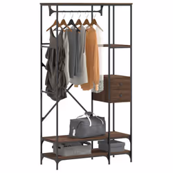 vidaXL Clothes Rack with Shelves Coat Rack Stand Brown Oak Engineered Wood