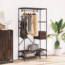 vidaXL Clothes Rack with Shelves Coat Rack Stand Brown Oak Engineered Wood