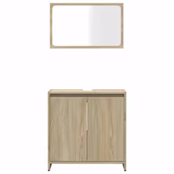 vidaXL Bathroom Furniture Set Sink Cabinet Mirror Sonoma Oak Engineered Wood - Additional view 4