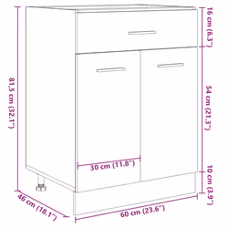 vidaXL Kitchen Cabinet Home Storage Shelf Organiser Cupboard Engineered Wood - sonoma oak, drawer bottom cabinet 60 cm